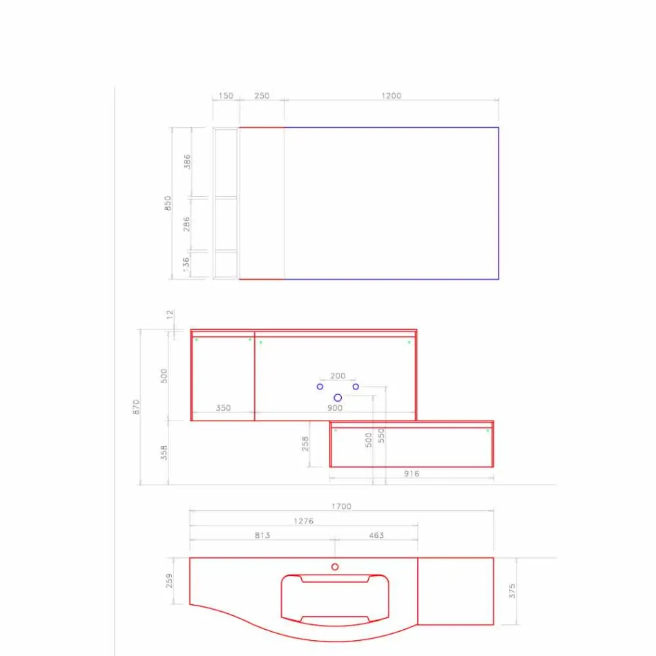Composição Suspensa e Moderna para Banheiro, Made in Italy Design - Callisi4 Viadurini