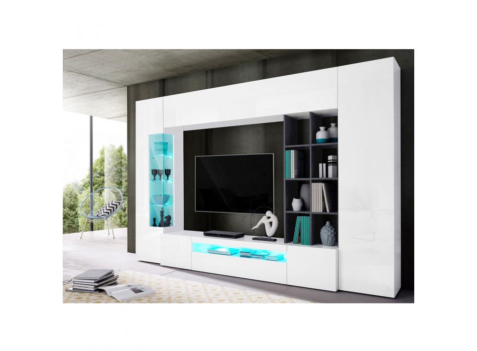 Composição de Móveis e Sala de TV Stand em Wood Wall Design - Ciancia Viadurini