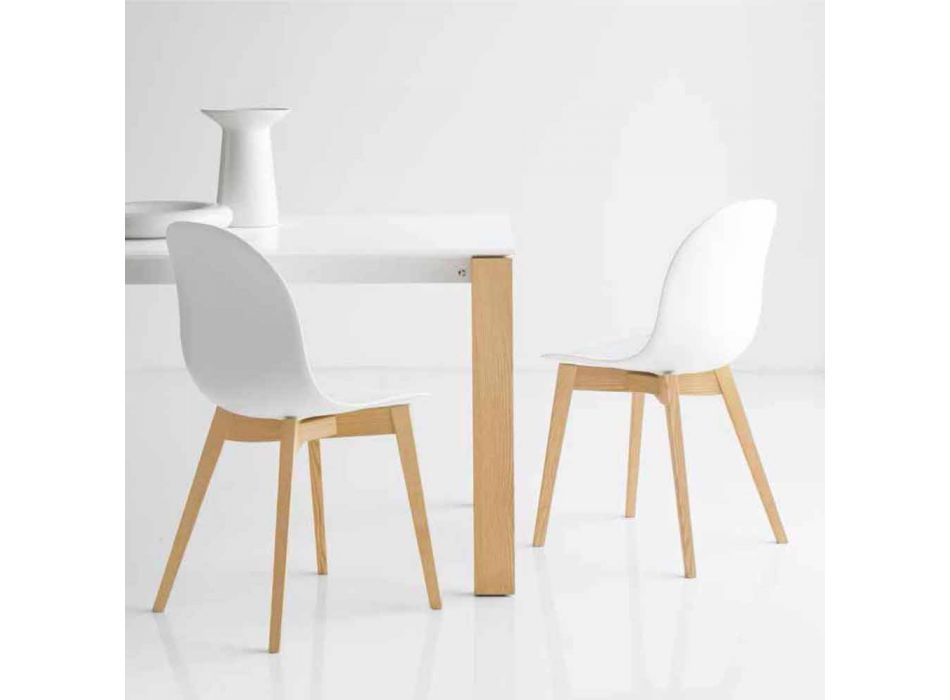 Cadeira de design básico Connubia Calligaris Academy em madeira maciça, 2 peças Viadurini