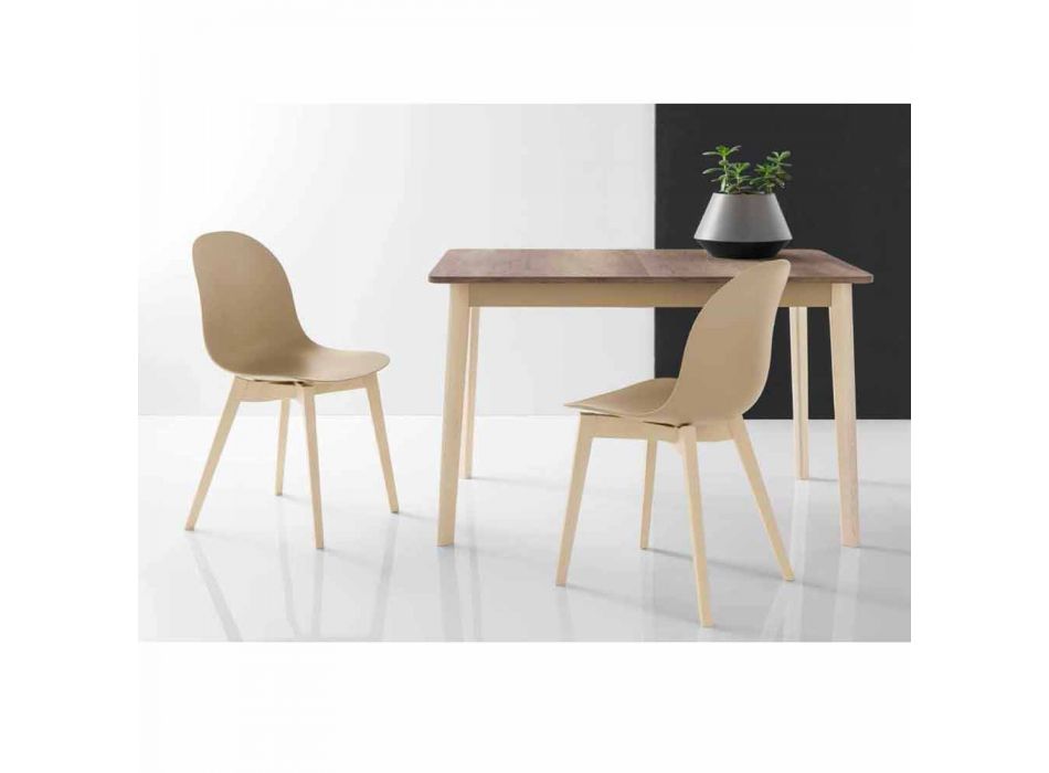 Cadeira de design básico Connubia Calligaris Academy em madeira maciça, 2 peças Viadurini
