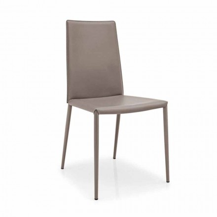 Cadeira de couro e metal moderno Connubia Calligaris Boheme, 2 peças Viadurini