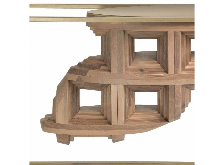 Consola de design de luxo em madeira maciça de nogueira e metal Pardo Viadurini