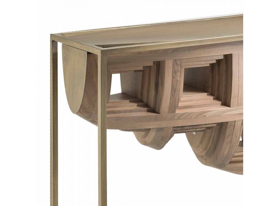 Consola de design de luxo em madeira maciça de nogueira e metal Pardo Viadurini