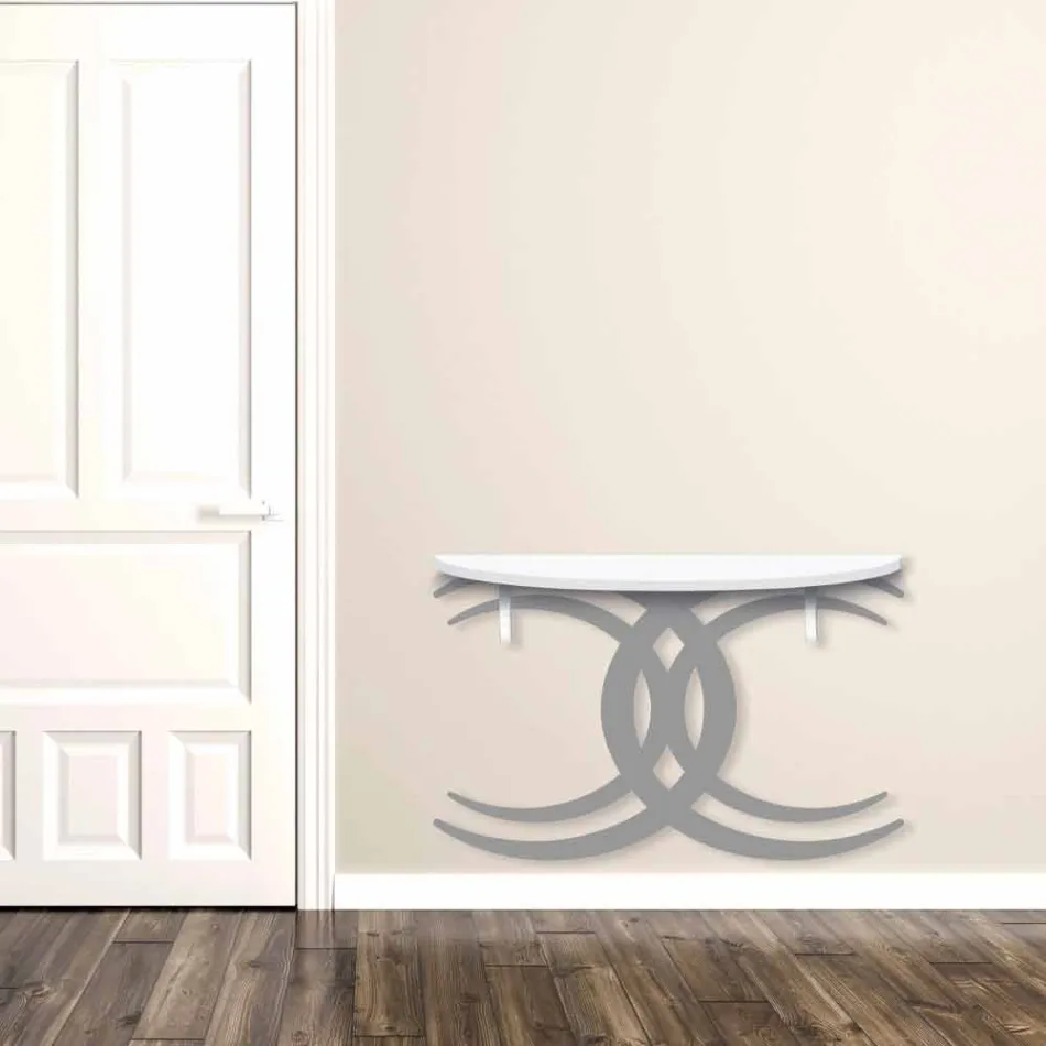 Console de parede para design moderno em madeira branca e cinza - Coco Viadurini