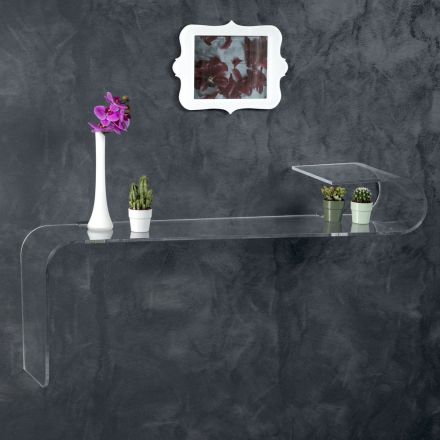 Console de parede suspensa em cristal acrílico de design transparente - Cesarea Viadurini