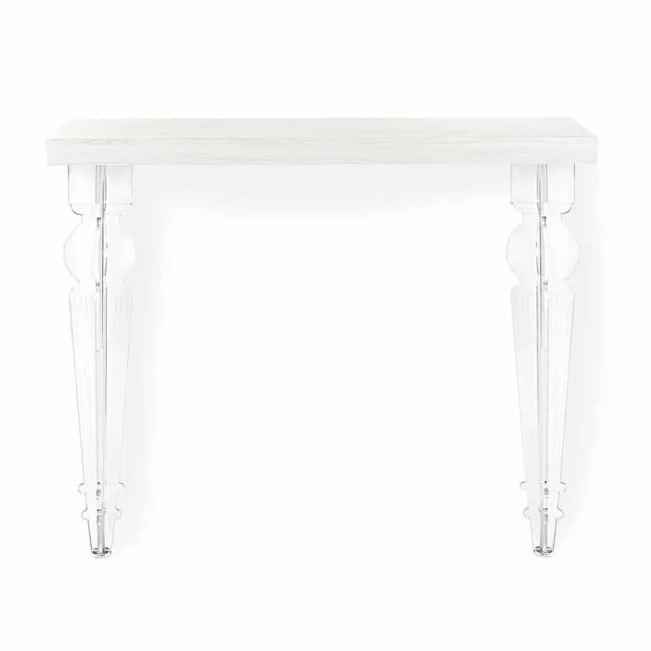 Mesa de console de parede em madeira branco cinza ou Corten e Plexiglass - Leopardi Viadurini