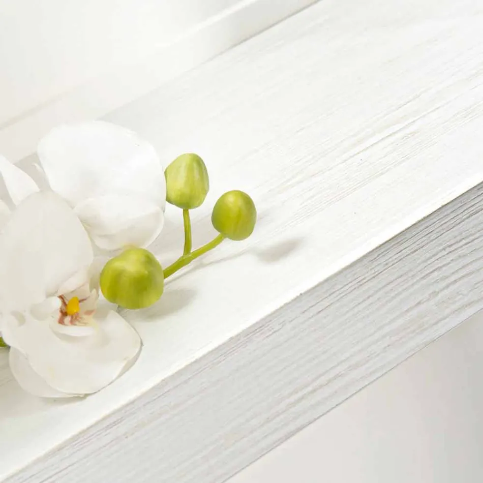 Mesa de console de parede em madeira branco cinza ou Corten e Plexiglass - Leopardi Viadurini