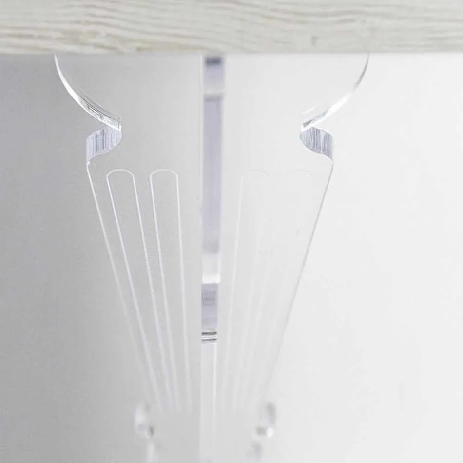 Mesa de console de parede em madeira branco cinza ou Corten e Plexiglass - Leopardi Viadurini