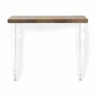 Mesa de console de parede em madeira branco cinza ou Corten e Plexiglass - Leopardi Viadurini