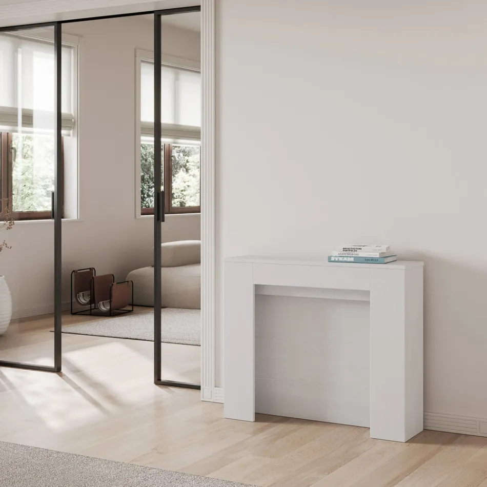 Console extensível até 211 cm em painéis de melamina Made in Italy - Principessa Viadurini