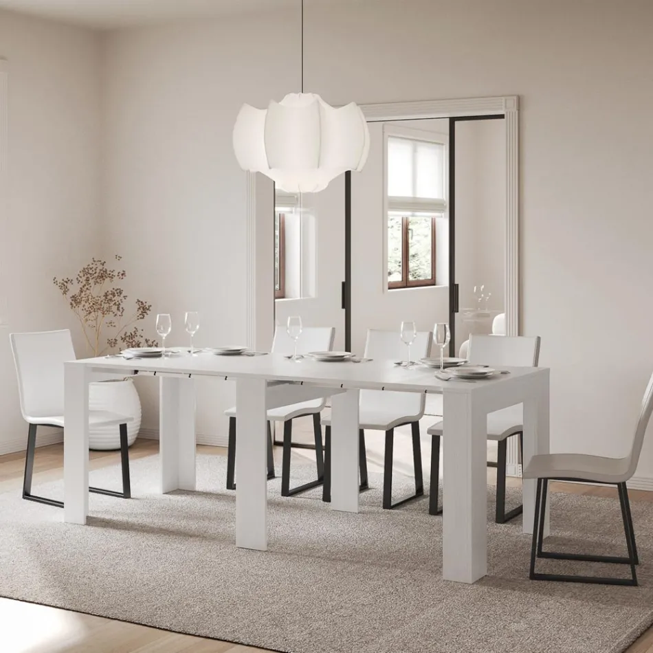 Console extensível até 211 cm em painéis de melamina Made in Italy - Principessa Viadurini