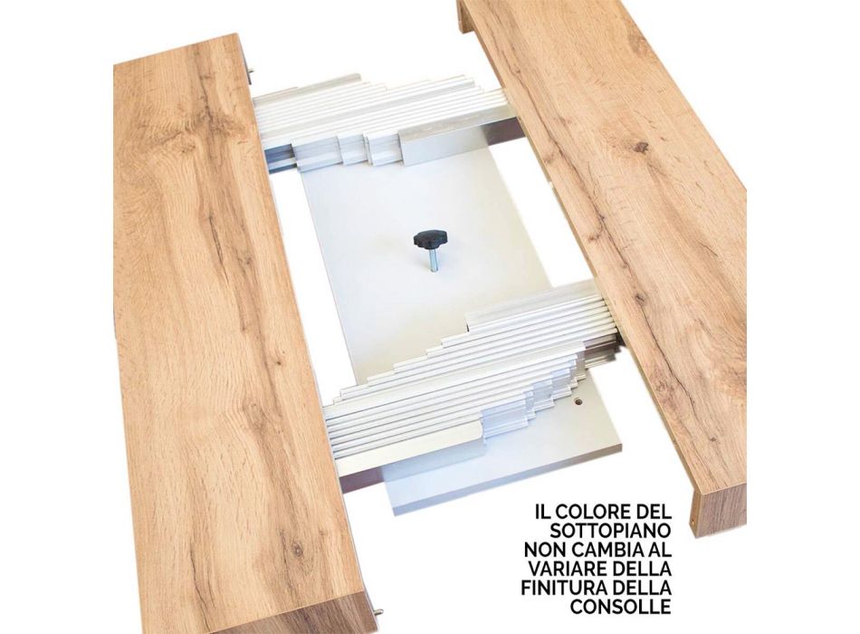 Console extensível até 288 cm em madeira e metal fabricado na Itália - Mistero Viadurini