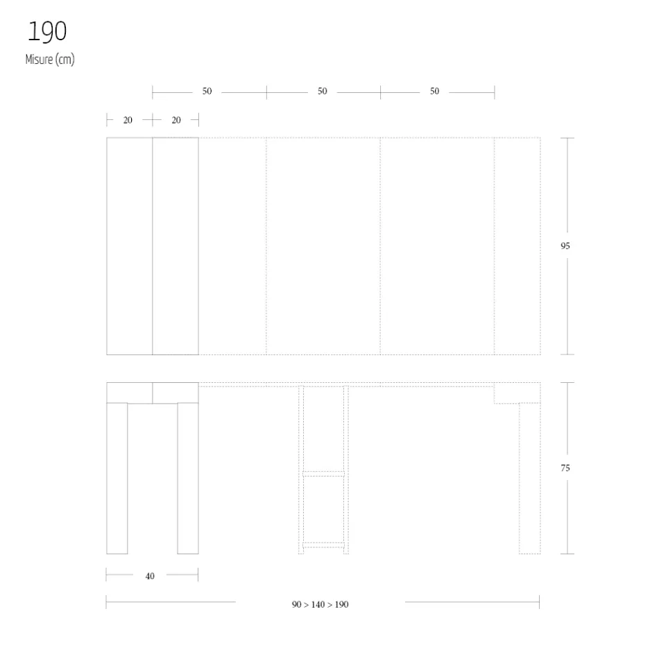 Consola extensível até 290 cm em madeira melamina Made in Italy - Paride Viadurini