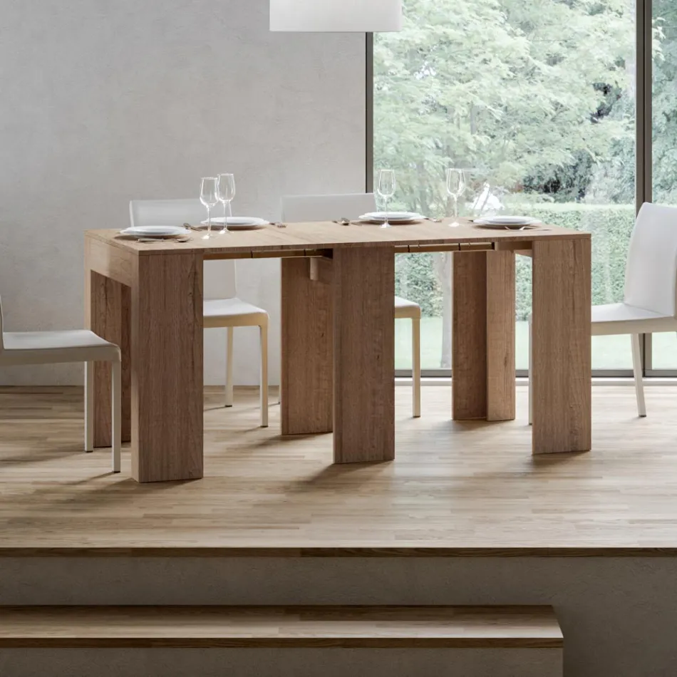 Console extensível até 299 cm com extensões internas fabricadas na Itália - Ampulheta Viadurini