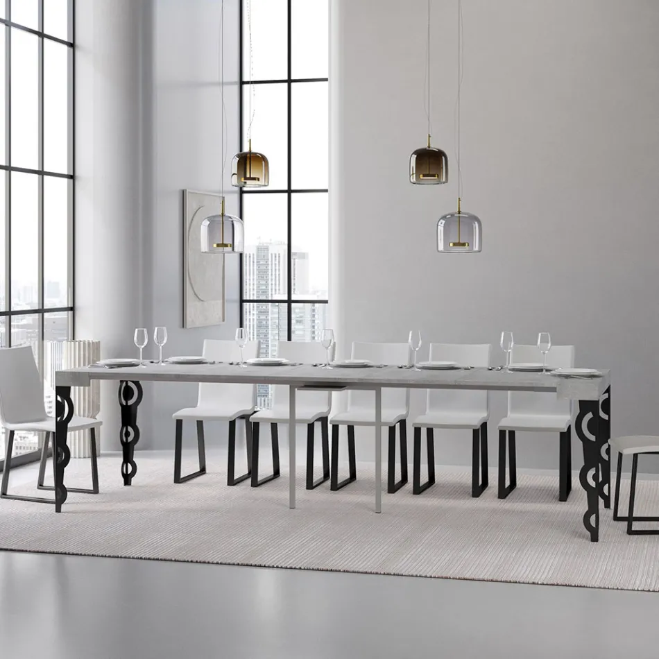 Console extensível com pernas de ferro modernas fabricadas na Itália - Palazzo Viadurini