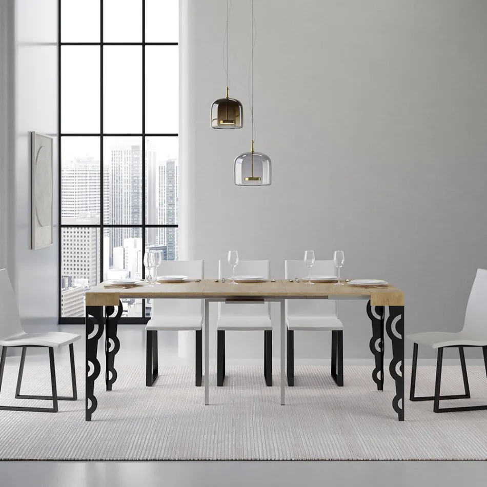 Console extensível com pernas de ferro modernas fabricadas na Itália - Palazzo Viadurini