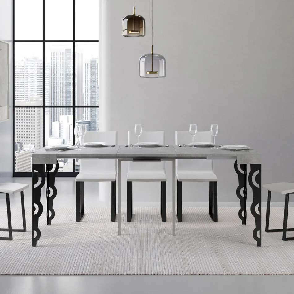 Console extensível com pernas de ferro modernas fabricadas na Itália - Palazzo Viadurini