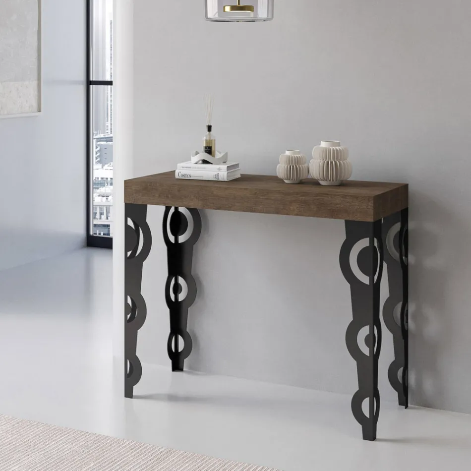 Console extensível com pernas de ferro modernas fabricadas na Itália - Palazzo Viadurini