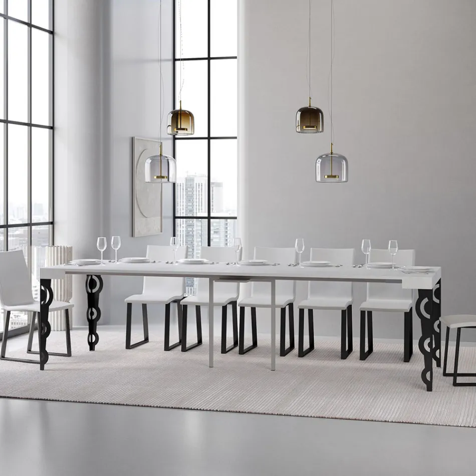 Console extensível com pernas de ferro modernas fabricadas na Itália - Palazzo Viadurini