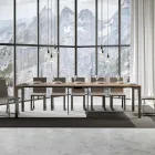 Console extensível de design moderno em madeira e ferro fabricado na Itália - Nunca Viadurini