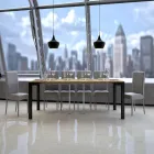 Console extensível de design moderno em madeira e ferro fabricado na Itália - Nunca Viadurini