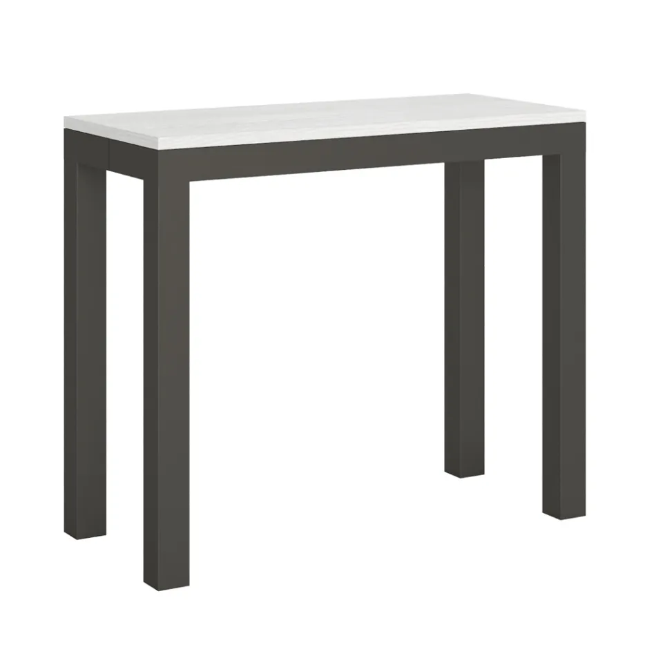 Console extensível de design moderno em madeira e ferro fabricado na Itália - Nunca Viadurini