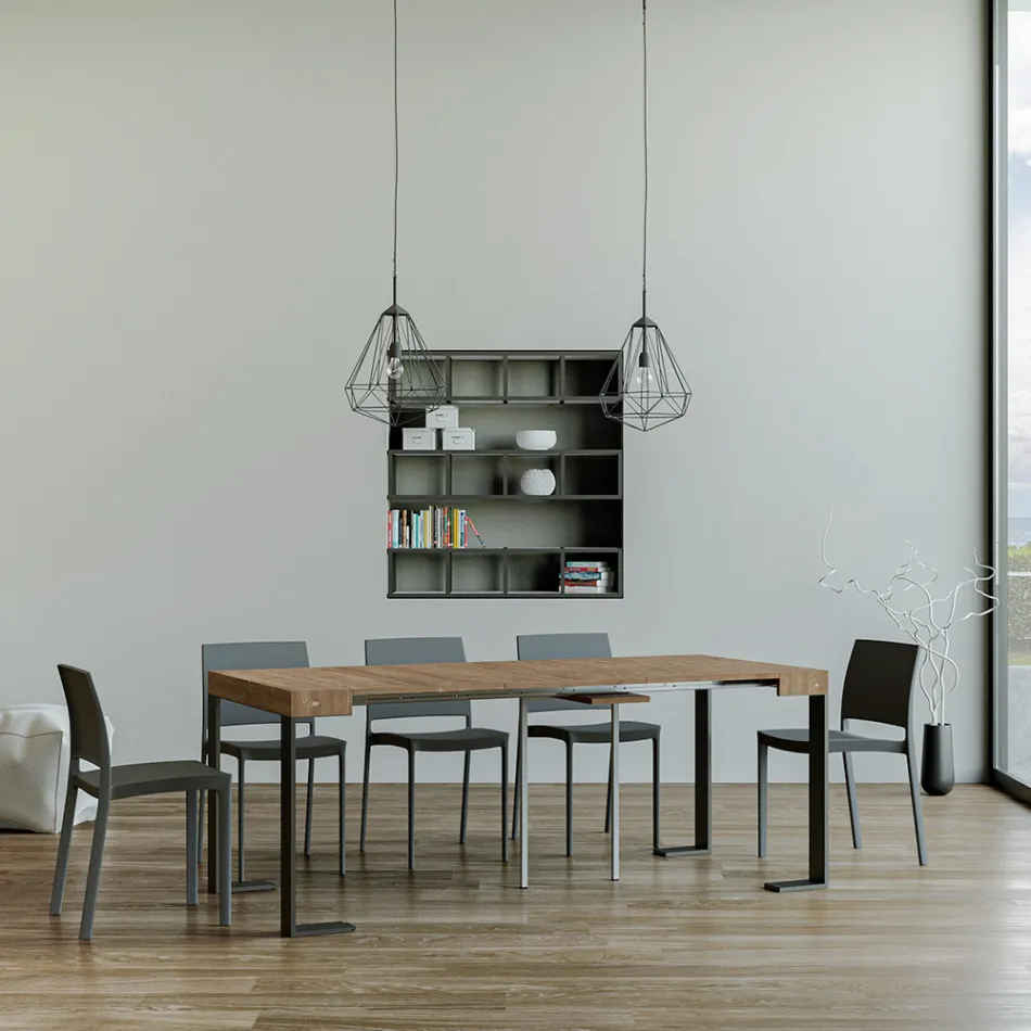 Console extensível até 300 cm com moldura antracite Made in Italy - gigante Viadurini