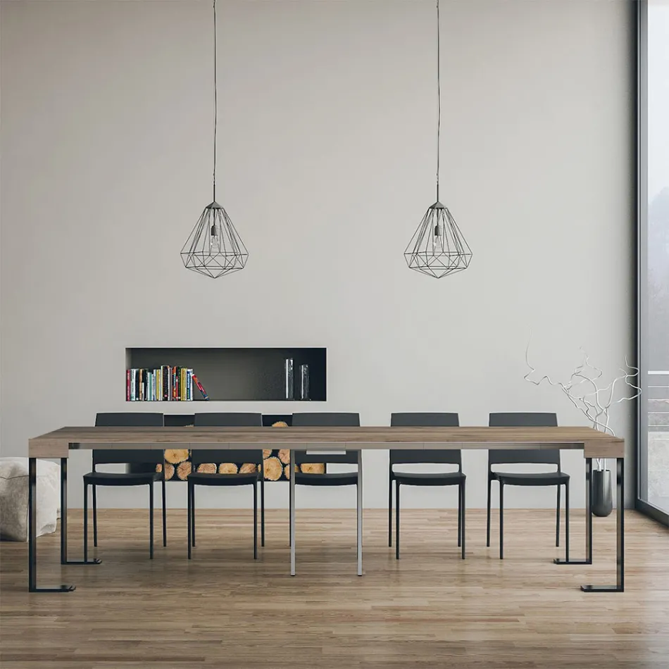 Console extensível até 300 cm com moldura antracite Made in Italy - gigante Viadurini