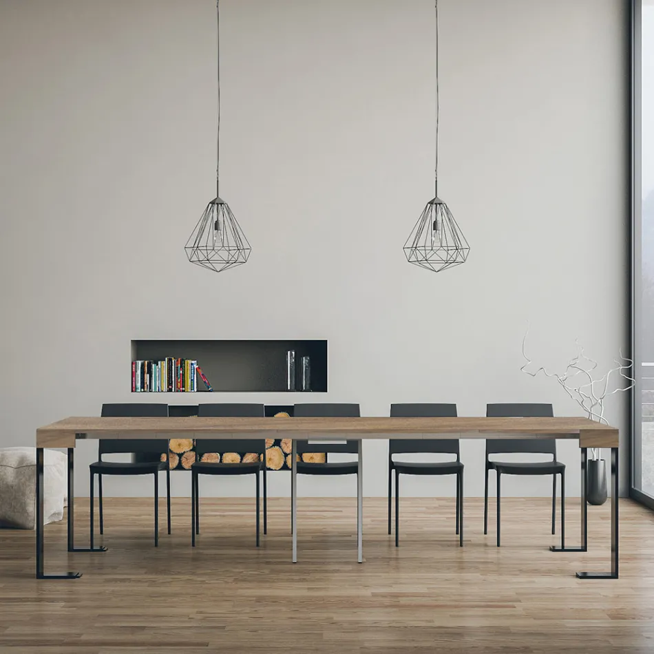 Console extensível até 300 cm com moldura antracite Made in Italy - gigante Viadurini