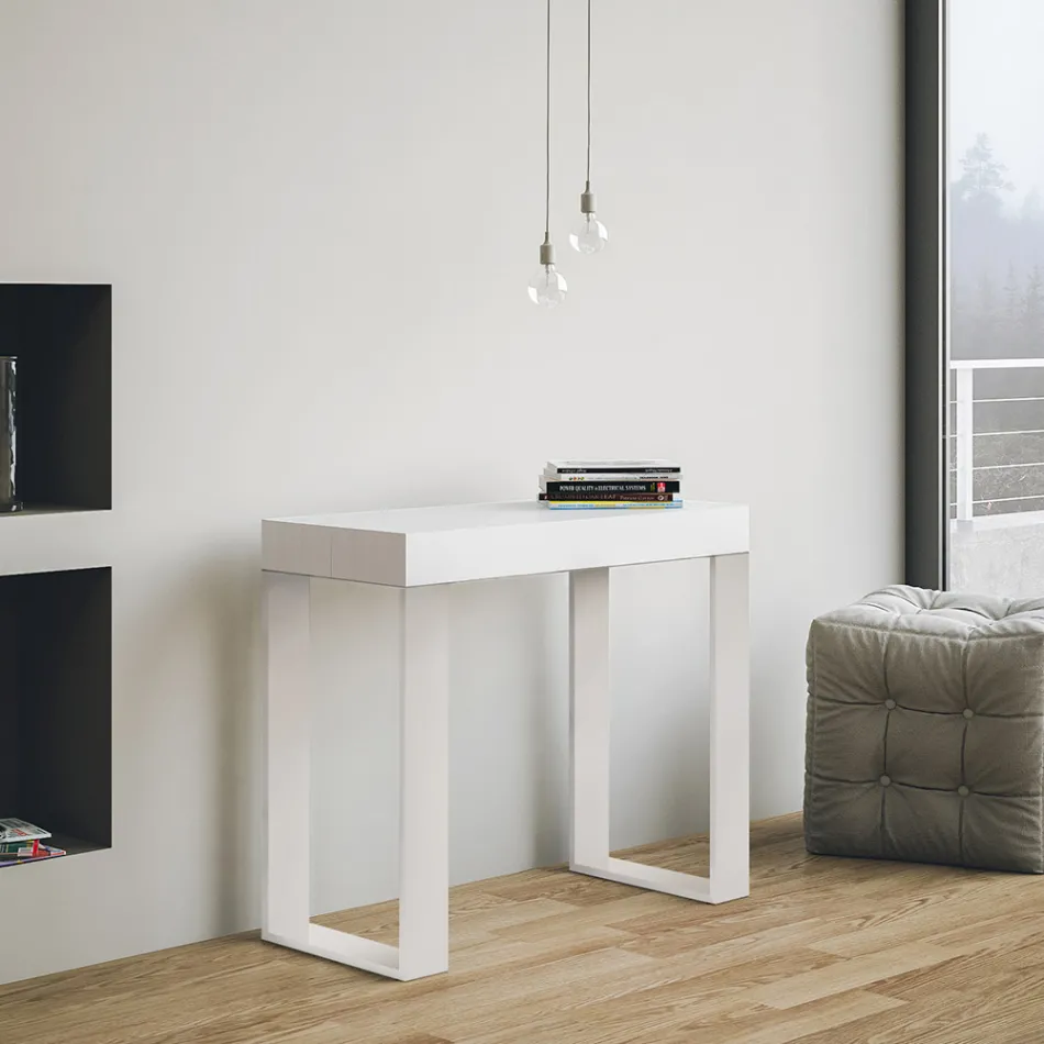 Console extensível até 300 cm com moldura branca Made in Italy - Tesoro Viadurini