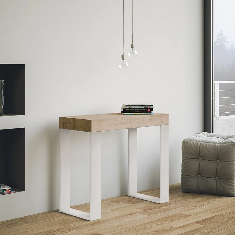Console extensível até 300 cm com moldura branca Made in Italy - Tesoro Viadurini