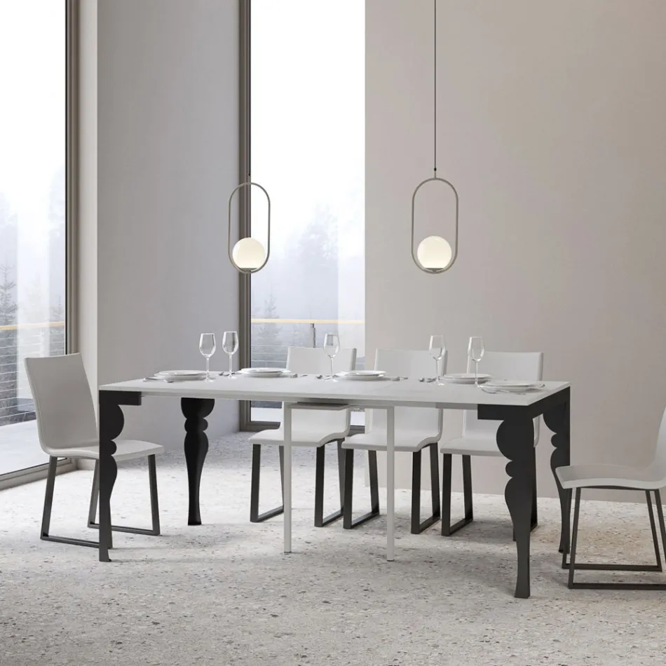 Console extensível moderno em madeira antracite e metal fabricado na Itália - Sassone Viadurini