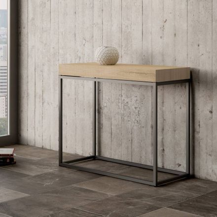 Console extensível de estilo minimalista em madeira e ferro fabricado na Itália - Chama Viadurini