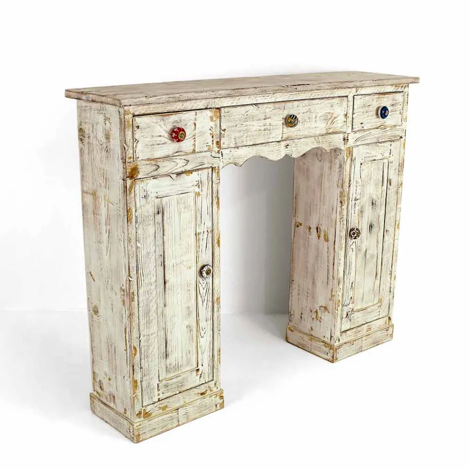 Consola artesanal em madeira maciça de abeto, fabricada na Itália - Carminia Viadurini