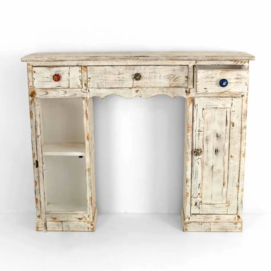 Consola artesanal em madeira maciça de abeto, fabricada na Itália - Carminia Viadurini