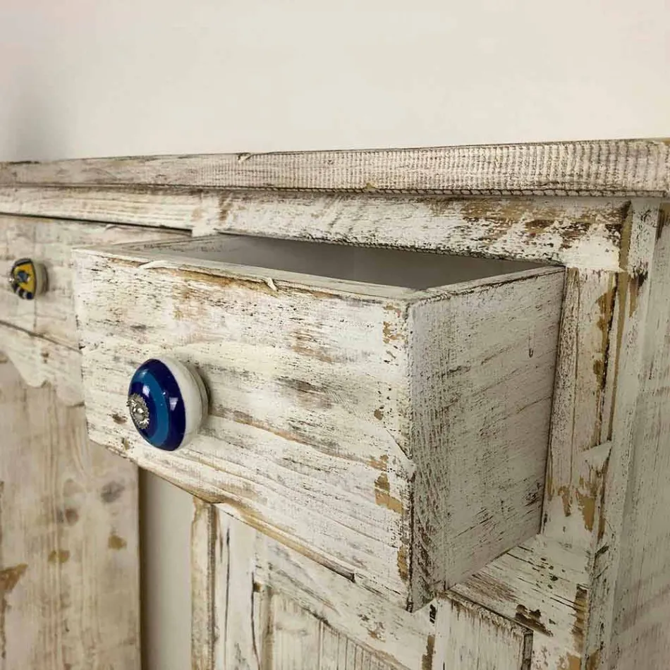 Consola artesanal em madeira maciça de abeto, fabricada na Itália - Carminia Viadurini