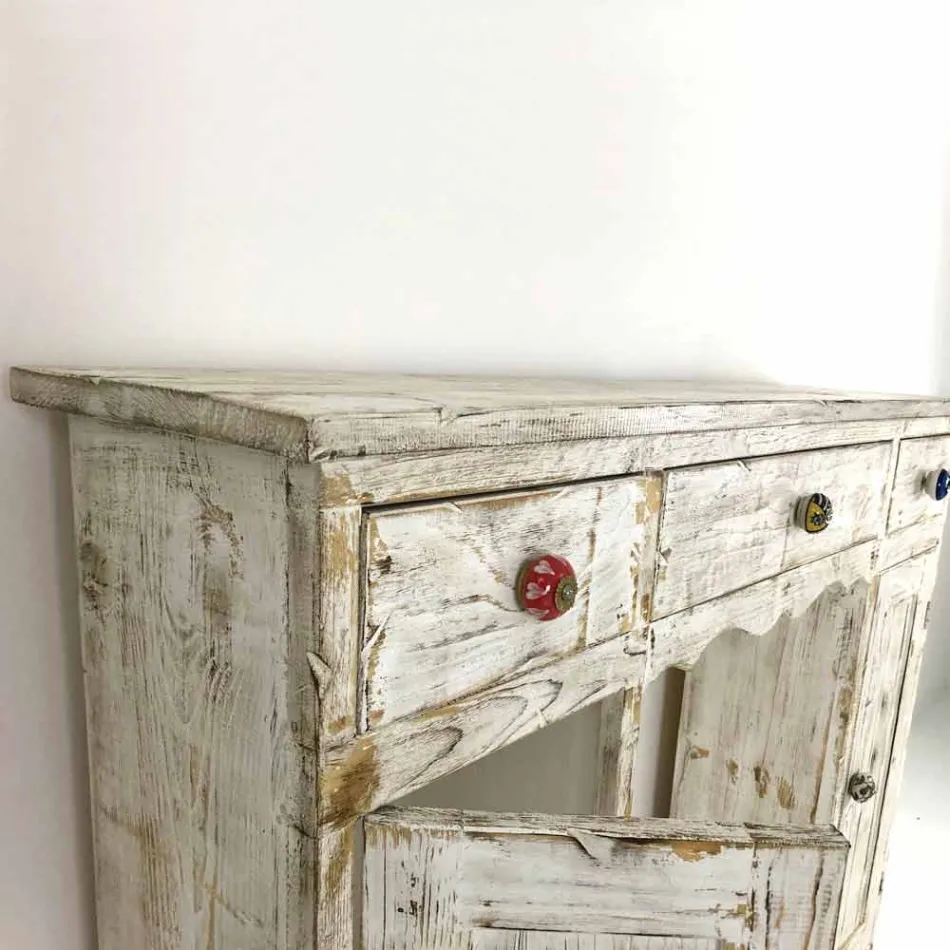 Consola artesanal em madeira maciça de abeto, fabricada na Itália - Carminia Viadurini