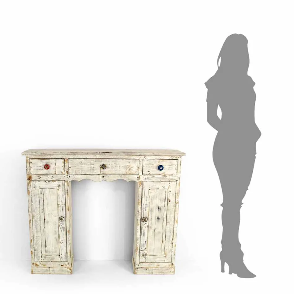 Consola artesanal em madeira maciça de abeto, fabricada na Itália - Carminia Viadurini