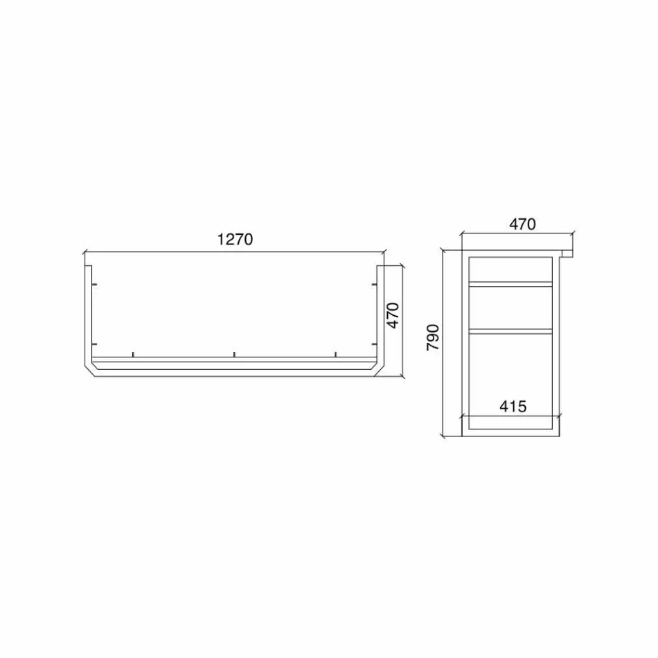 Consola de banho L 135 cm com lavatório duplo em cerâmica com pés - Nausica Viadurini