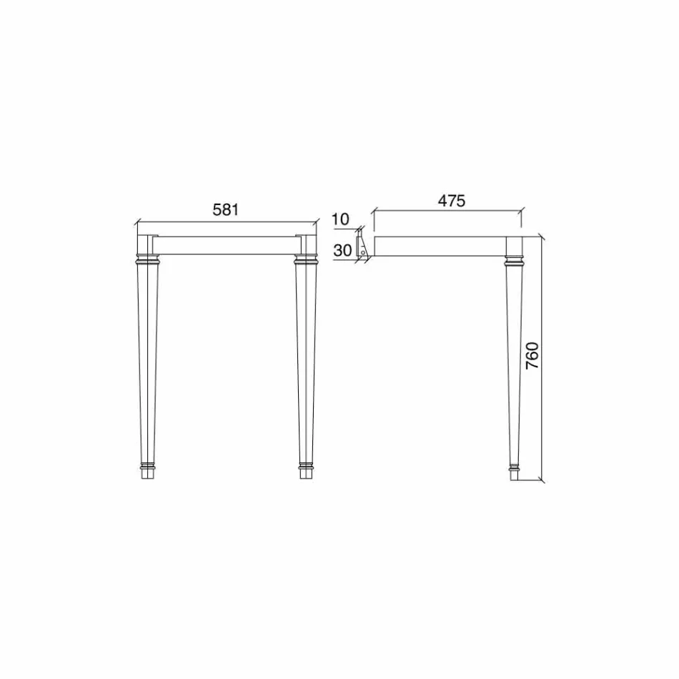 Console de banheiro de 65 cm de cerâmica com pés de metal fabricado na Itália Nausica Viadurini