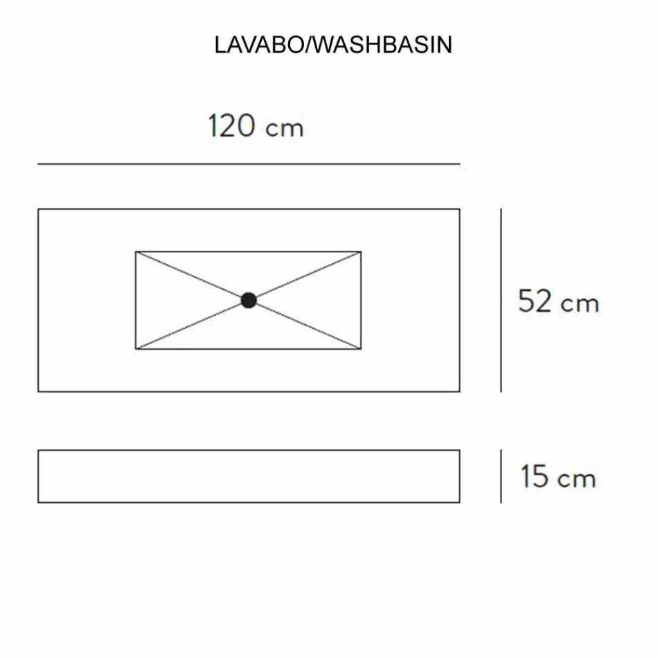 Consola de Casa de Banho Lavatório Integrado e Prateleira Suspensa em Gres 4 Acabamentos - Rampina Viadurini