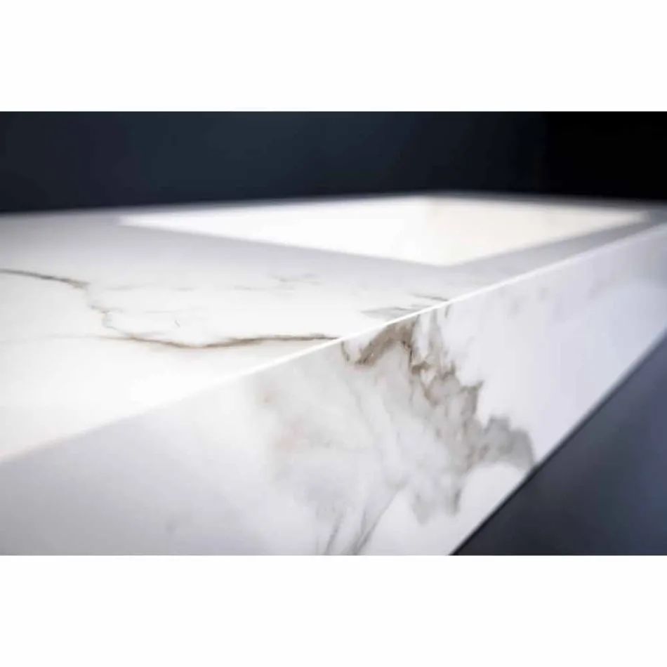 Consola de Casa de Banho Lavatório Integrado e Prateleira Suspensa em Gres 4 Acabamentos - Rampina Viadurini