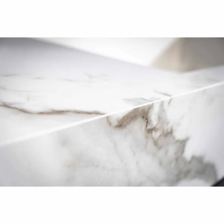 Consola de Casa de Banho Lavatório Integrado e Prateleira Suspensa em Gres 4 Acabamentos - Rampina Viadurini