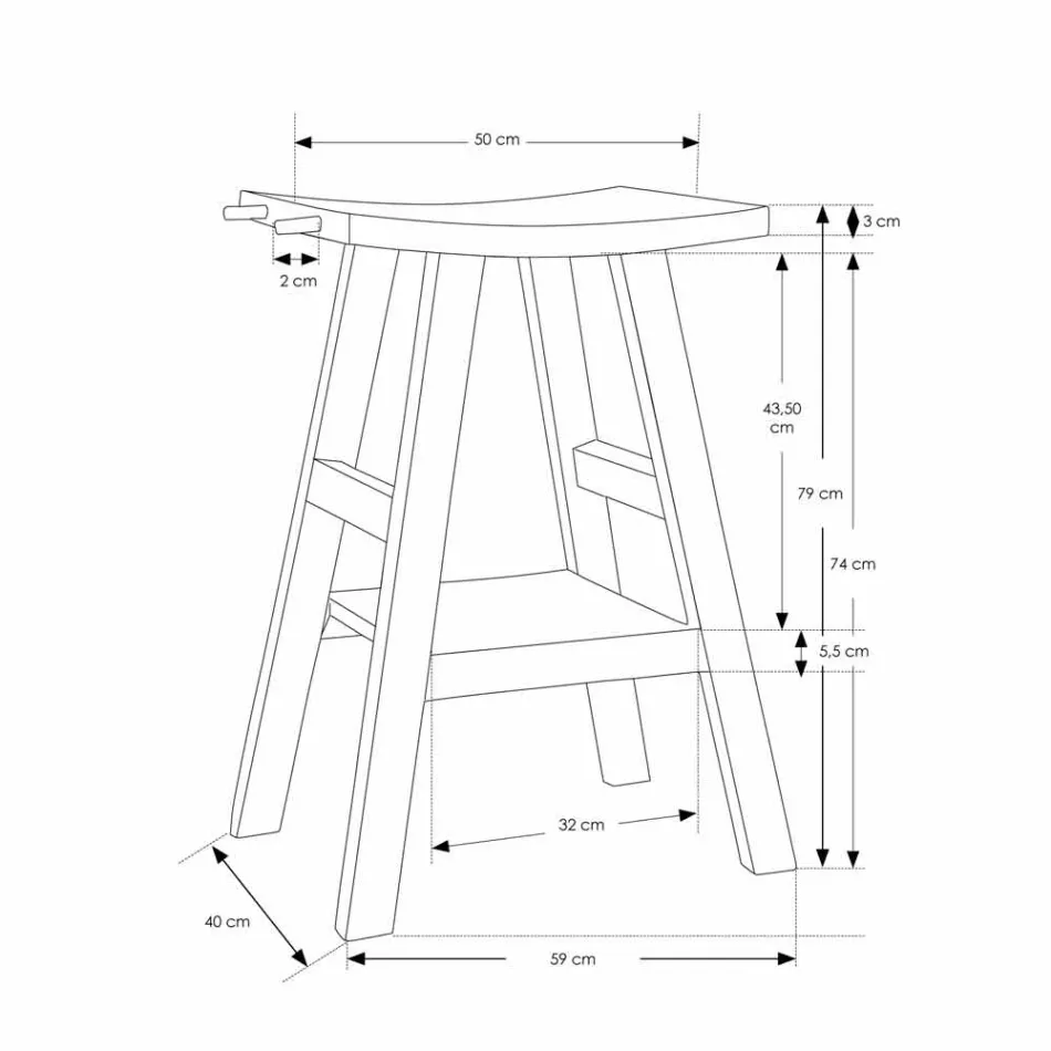 Console de banheiro moderno em madeira de teca natural com ganchos laterais - Zacary Viadurini