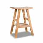 Console de banheiro moderno em madeira de teca natural com ganchos laterais - Zacary Viadurini