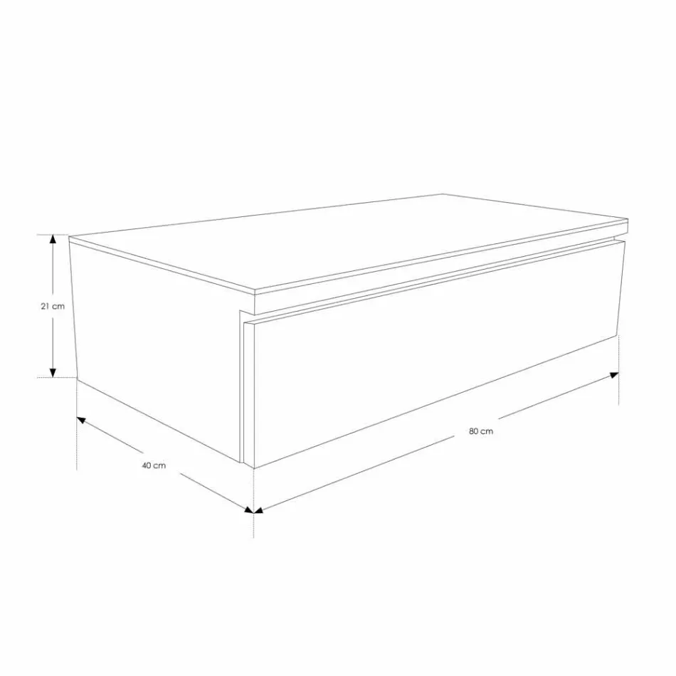 Consola de casa de banho suspensa em Teca e Hi Macs® com gaveta de arrumação - Rodolfo Viadurini