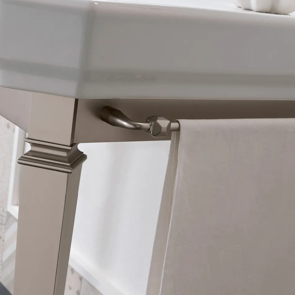 Console de banheiro vintage de 90 cm, em cerâmica branca, com pés fabricados na Itália - Nausica Viadurini