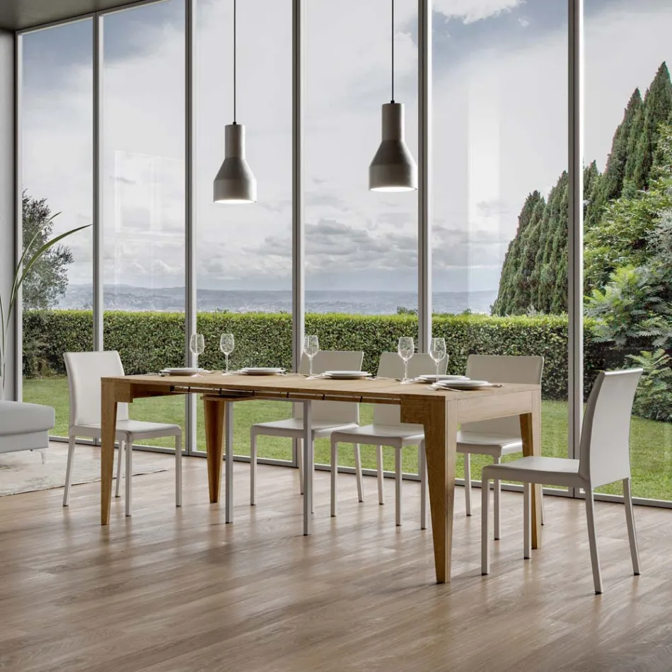 Consola Clássica Extensível até 3 m em Madeira Melamínica Made in Italy - Argelia Viadurini