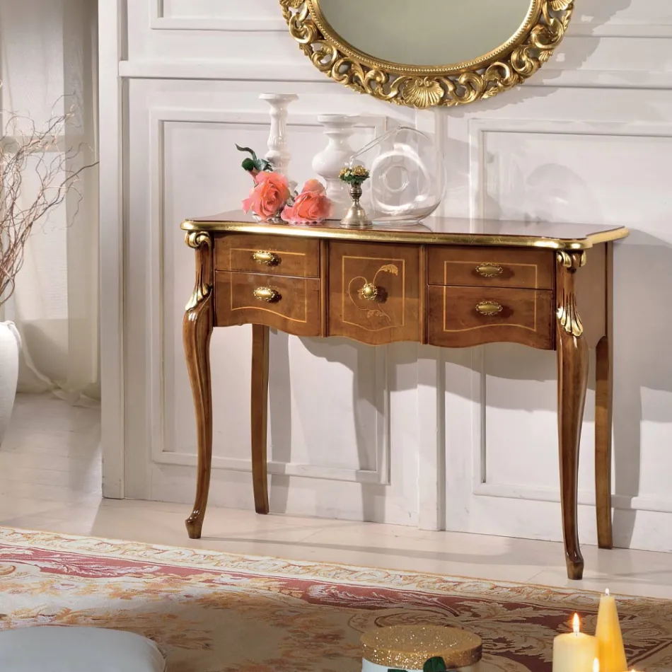 Console de madeira clássico 3 ou 5 gavetas de luxo fabricadas na Itália - Londres Viadurini