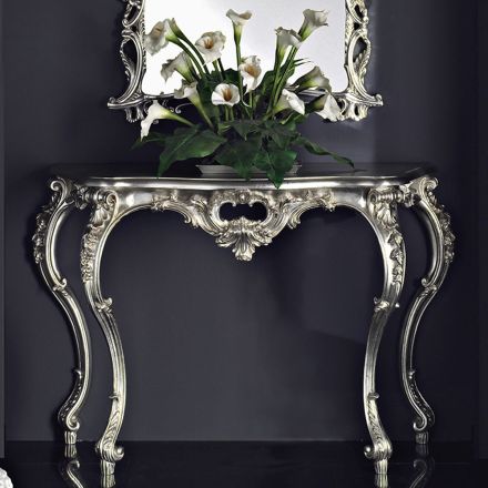 Mesa de consola com painel em MDF e decorações em várias cores, fabricada na Itália por Giacomo. Viadurini